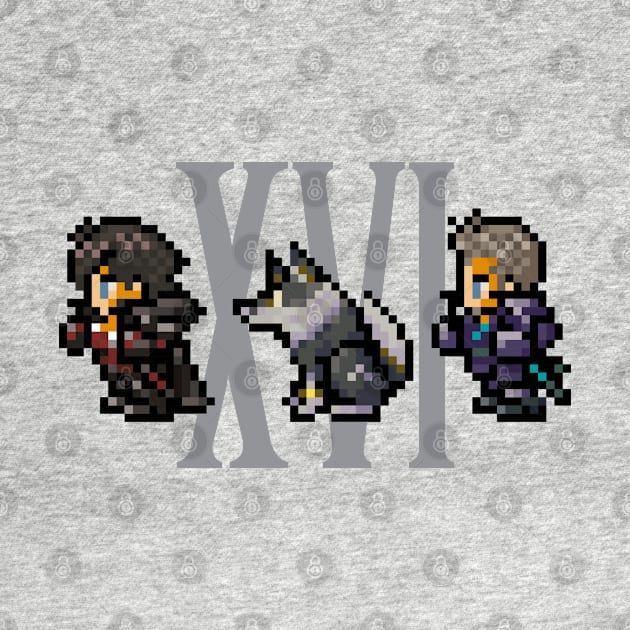 Clive, Torgal, and Cid XVI Design | FFXVI Pixel Party Members | Final Fantasy 16 | Light Colors by AFKApparelGG